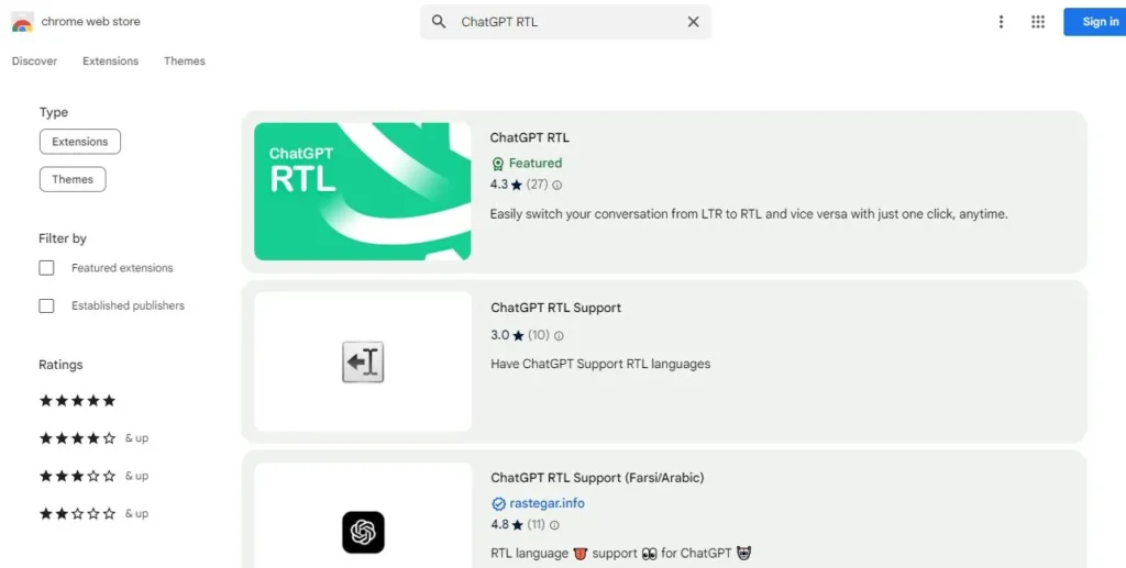 نصب و استفاده از افزونه راست‌چین کردن ChatGPT افزونه راست چین چت جی پی تی