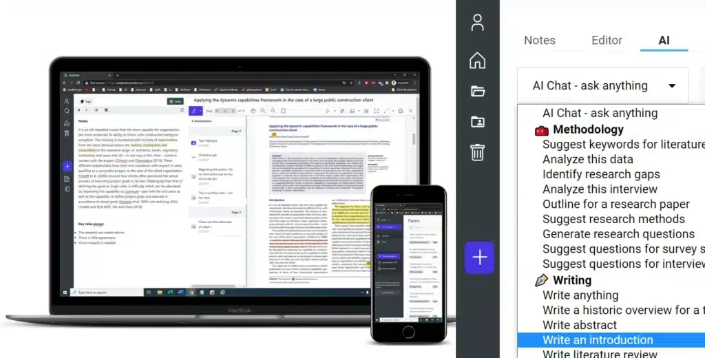هوش مصنوعی برای نوشتن پایان نامه فارسی notegpt paperpal avidnote